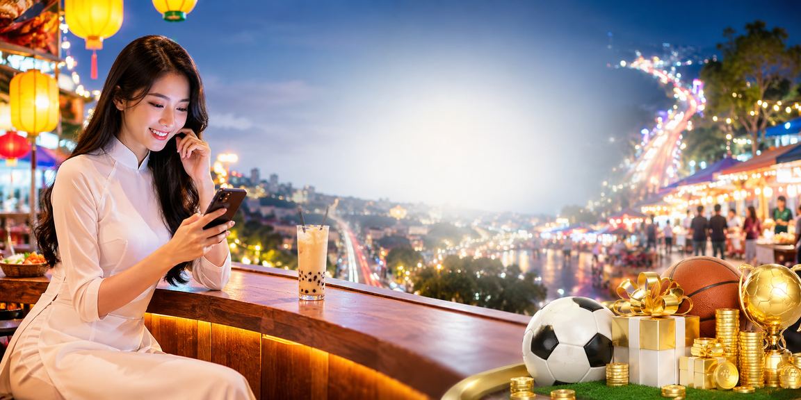 Người chơi mặc áo dài tại Đà Lạt truy cập casino mobile trên điện thoại