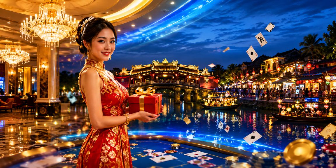 Người chơi bài tại chợ đêm Hội An trải nghiệm casino và sử dụng tiền thưởng trên điện thoại