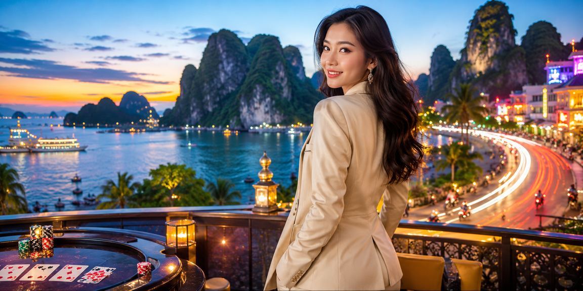 Người chơi bài tại bãi biển Ninh Bình trải nghiệm game casino và tích điểm VIP trên điện thoại